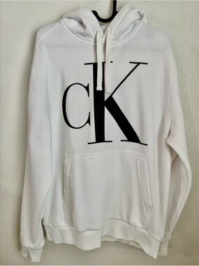 Calvin Klein White Hoodie with Black CK Logo